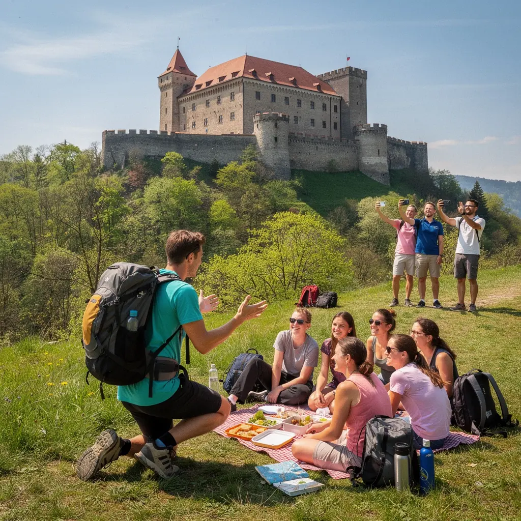 A bustling train station in Žilina, illustrating the central hub for efficient travel connections across Slovakia.